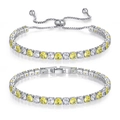 Set di bracciali tennis argentati con cristalli di zirconia rotondi gialli e bianchi - Set di bracciali / Giallo e Bianco