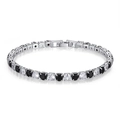 Classico bracciale tennis da 4 mm con zirconi bianchi e neri alternati in finitura argento - 17cm / Nero E Bianco