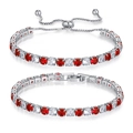 Set di bracciali tennis in argento con zirconi rotondi rossi e bianchi alternati - Set di bracciali / Rosso e Bianco