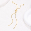 Adjustable gold plated 26 initial bracelet with cubic zirconia and slide bead mechanism - Chain Only (Without Pendant) / Gold Chain Only