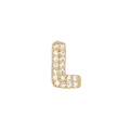 Dettaglio macro del ciondolo a lettera L placcato oro con cristalli di zirconia cubica - Lettera L