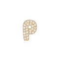 Dettaglio degli zirconi a pavé su un ciondolo a lettera P dorato per collana elegante - Lettera P