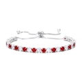 Bracelet tennis avec zircons rouges et blancs alternés et fermoir coulissant argenté - Cordon de Serrage Réglable / Or Blanc + Blanc & Rouge