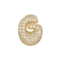 Detailed close-up of 18k gold letter G pendant with micro-paved sparkling zircon stones - Letter G Pendant