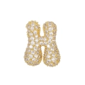 Macro detail of 18k gold plated letter H pendant with micro-pave cubic zirconia stones - Letter H Pendant