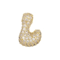 Detailed view of bubble letter L pendant with pavé cubic zirconia in 18k gold plating - Letter L Pendant
