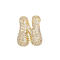 Macro detail of bubble letter H pendant with 18k gold plating and micro-pave zircons - Letter N Pendant