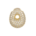 Close-up of golden bubble-style bead with pavé-set cubic zirconia for DIY jewelry - Letter O Pendant