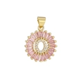 Close-up of pink and white cubic zirconia letter O pendant with gold plated finish - Gold O