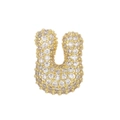 Macro shot of gold-plated letter U pendant with micro-pave cubic zirconia stones - Letter U Pendant