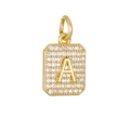 Gouden rechthoekige letter A hanger met zirkonia stenen voor kettingen en sieraden - Gouden Letter A Hanger Zonder Ketting
