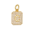 Rechthoekige gouden hanger met zirkonia pavé en hoofdletter C voor sieraden - Gouden Letter C Hanger Zonder Ketting