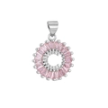 Pink baguette zircon letter C pendant in silver finish with white micro-pave crystals - Silver C