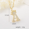18k gold plated crown letter A pendant necklace with pavé cubic zirconia stones - Gold Letter A Crown Pendant / Gold