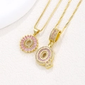 Pink iced out letter Q pendant necklaces set in gold finish with micro pave cubic zirconia - Gold Q