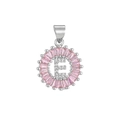 Pink zircon letter E necklace in silver plating with sparkling diamond-encrusted pendant - Silver E