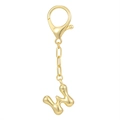 Portachiavi con ciondolo lettera H a bolla in oro 18K lucido con moschettone - Lettera W
