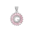 Pink zircon letter G pendant necklace with white diamond accents in silver finish - Silver G