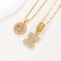 Set di collane con ciondolo lettera Z in zirconi rosa e placcatura in oro - Oro Z