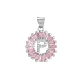 Pink baguette-cut zircon pendant with micro-pave letter P in silver finish - Silver P