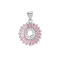 Silver letter Q pendant necklace with white and pink cubic zirconia crystals - Silver Q