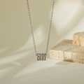 Silver-plated titanium steel waist pendant necklace with sparkling zircon pavé setting - Silver Rhinestone Cylinder Style (HC6020)