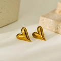 Minimalist heart-shaped 3D stud earrings in polished gold finish for a modern look - Gold Heart Stud Earrings (HC3169)