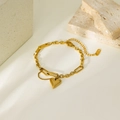 Goldene Herzkette mit minimalistischer unregelmäßiger Kette und verstellbarer Länge - Goldenes Herzarmband (HC69)