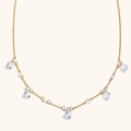 Elegant 18K gold-plated stainless steel necklace with sparkling clear zircon charms - Zircon Tassel Necklace - Gold