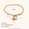 Triple layer 18K gold plated stainless steel star bracelet with white bead charms - Thin Snake Chain Star Pendant (Gold) / Gold