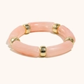 Pink marbled acrylic tube bracelet with golden spacer beads in a stretch design - Pink