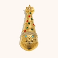 Broche navideño creativo bañado en oro 18K con diseño de Papá Noel y pedrería de colores - Dorado
