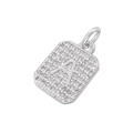 Zilveren rechthoekige hanger met letter A en zirkonia steentjes voor sieraden - Zilveren Letter A (Alleen Hanger (Zonder Ketting))