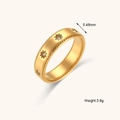 Bague rétro en acier plaqué or 18K avec zircon en étoile et largeur de 5,48mm - Style Zircon Étoile