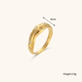 Bague irrégulière en acier inoxydable plaqué or 18K avec zircons, 6mm de large, 2.6g - US 6 / Style Zircon Incrusté Irrégulier