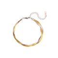 Two-tone gold and silver braided flat snake chain bracelet with 18K engraving - Bracelet-Gold & Silver