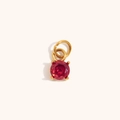 Minimalistische 18K vergulde roestvrijstalen hanger met ronde rode edelsteen - Rood