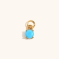 Minimalistische 18K vergulde roestvrijstalen hanger met een ronde turkoois edelsteen - Blauw