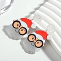 Weihnachtsmann Ohrstecker mit schwarzer Brille und silbernem Glitzer-Finish - Weihnachtsmann mit Brille