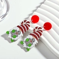 Festliche Weihnachts-Gnom-Ohrringe aus Acryl mit rot gestreiften Hüten und Lebkuchen - Weihnachtswichtel
