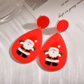 Boucles d'oreilles de Noël en acrylique rouge avec motif Père Noël sur tissu - Rouge