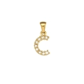 Minimalist gold snake chain necklace with letter C pendant and clear sparkling crystals - Rhinestone Letter Pendant-C