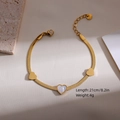 Gold-plated stainless steel snake chain bracelet with mother of pearl heart pendant - Mother of Pearl Snake Chain Style (Heart 2)