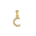 Ciondolo lettera C dorata con perle bianche su una collana a catena a serpente fine - Ciondolo Iniziale in Perla Artificiale (Solo ciondolo)-C