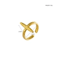 Detail view of gold stainless steel ring with hammered texture and 2.4g weight - Cross / Cross Gold