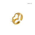 Detailed view of adjustable golden hollow heart ring in minimalist stainless steel - Heart / Gold Heart