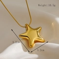 Polished golden star pendant necklace made of stainless steel on white satin background - Medium Gold Star Necklace (B086)