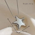 Polished silver stainless steel star pendant necklace with dimensions 3.2cm and weight 10.5g - Medium Silver Star Necklace (B086)