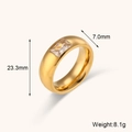Bague minimaliste en acier inoxydable plaqué or 18K avec sertissage de zircon rectangulaire - US 6 / Style Zirconium Rectangle