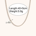 2.1mm 18K gold plated stainless steel tennis necklace with continuous white zircon stones - Gold / Necklace